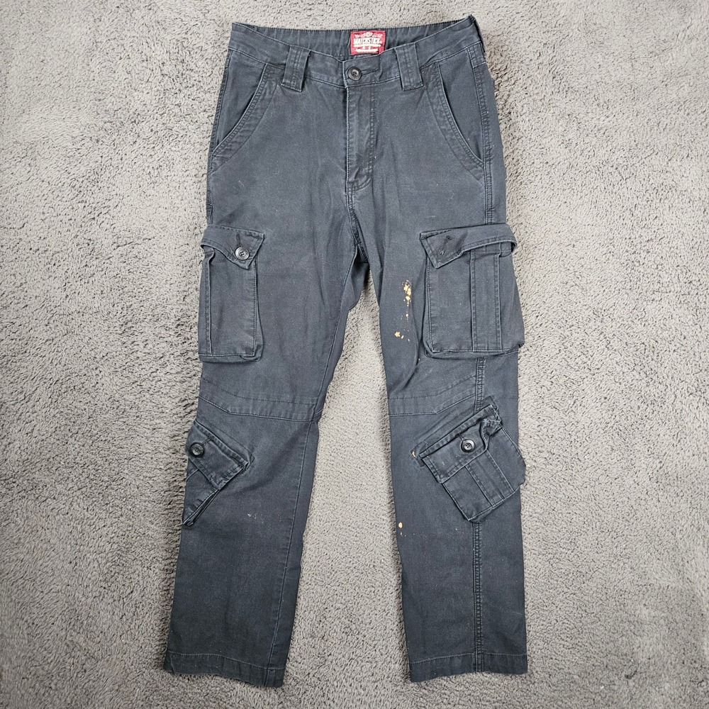 Matchstick Mens 32x30 Black Cotton‎ Multi Pocket Cargo Pants Distressed